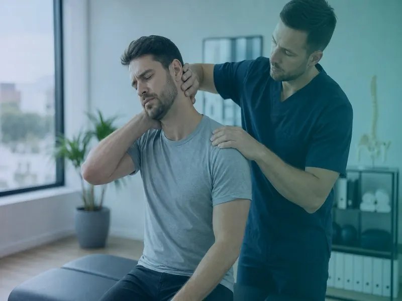 Physiotherapist treating neck stiffness after a car accident in Calgary